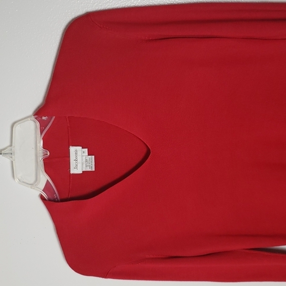 Jacobson's 100% silk sweater red, v neck, stretch, women's size medium - Picture 2 of 5